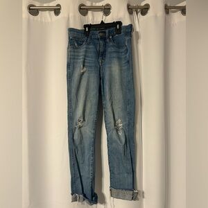 J. Crew Light Blue Distressed Straight-Leg Jeans